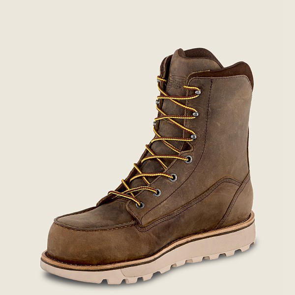 Mens Red Wing Traction Tred Lite - 8-inch Waterproof Toe - Safety Boots Khaki - SVZ470196